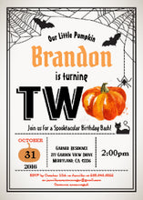Halloween Pumpkin 2nd Second Birthday Party Rustic Invitation