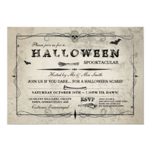Halloween Invitation Card - Halloween Skull Invite Gothic Costume Bats Party