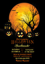 Halloween Invitation Card - Halloween Spooky Dark Full Moon Jack O Lantern Invitation