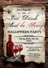 Halloween Invitation Card - Halloween Wine Party Invitation