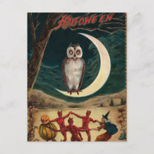 Halloween Invitation Card - Halloween Witch And Devil Invitation Postcard