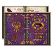 Halloween Invitation Card - Halloween Witches Magic Spell Book Eyeball Spider Invitation