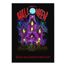Halloween Invitation Card - Happy Halloween Glowing Haunted House Invite