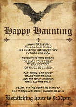 Halloween Invitation Card - Happy Haunting Bat Halloween Invitation