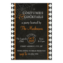 Halloween Invitation Card - Harlequin Halloween Invitation Orange Invitation