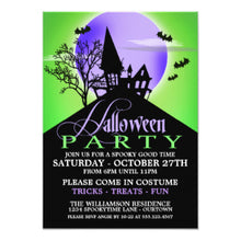 Halloween Invitation Card - Haunted Hill Green Halloween Party Invitations