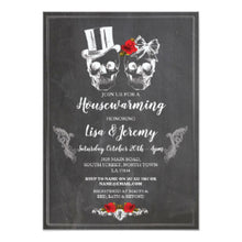 Halloween Invitation Card - Housewarming Rose Skulls Invite Chalk Halloween