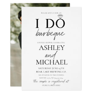 I Do Bbq Black White Simple Script Photo Shower Invitation