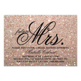 Invite Rose Gold Glitter Bridalshower Future Mrs Invitation