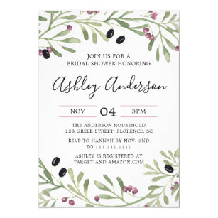 Italian Tuscan Bridal Shower Invitation
