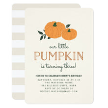 Halloween Invitation Card - Little Pumpkin Fall Birthday Party Invitation