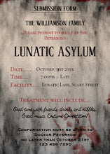 Lunatic Asylum Halloween Invitation