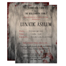 Halloween Invitation Card - Lunatic Asylum Halloween Invitation