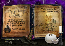 Magic Spell Book Halloween Witch Party Invitation