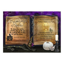 Halloween Invitation Card - Magic Spell Book Halloween Witch Party Invitation