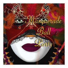 Halloween Invitation Card - Masquerade Ball Party Mask Black Red 2 Invitation