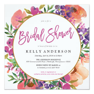 Modern Watercolor Floral Bridal Shower Invitation