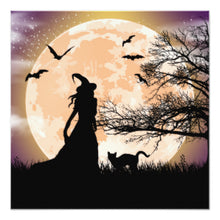 Mystical Witch And Cat Full Moon Invitation
