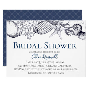 Nautical Seashell Bridal Shower Invitation