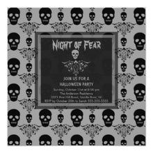 Night Of Fear Skull Halloween Party Invitation