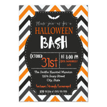 Orange And Black Chevron Halloween Invitation