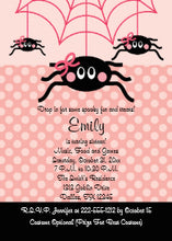 Pink Spider Halloween Birthday Invitations