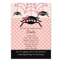 Halloween Invitation Card - Pink Spider Halloween Birthday Invitations