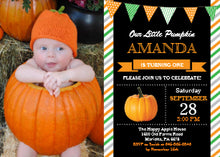 Halloween Invitation Card - Pumpkin Birthday Invitation Orange And Green