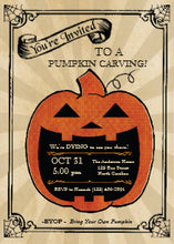 Halloween Invitation Card - Pumpkin Carving Halloween Party Bash Invite