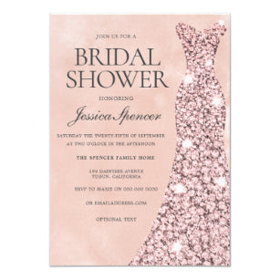 Rose Gold Blush Pink Bridal Shower Invitation