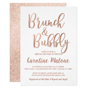 Rose Gold Brunch Bubbly Bridal Shower Invitation