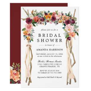 Rustic Bloom Burgundy Blush Floral Bridal Shower Invitation