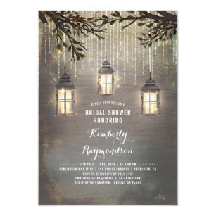 Rustic Country Lanterns Garden Bridal Shower Invitation