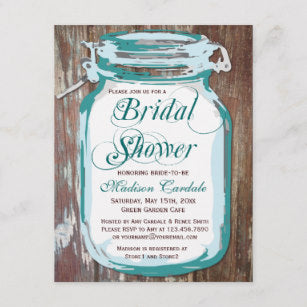 Rustic Country Mason Jar Bridal Shower Postcards