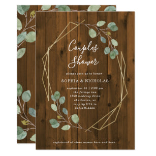 Rustic Eucalyptus Geometric Couples Shower Invitation
