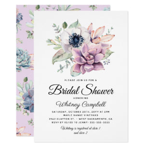 Rustic Succulent Floral Bloom Bridal Shower Invitation-Rfc