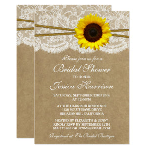 Rustic Sunflower Kraft Lace Twine Bridal Shower Invitation
