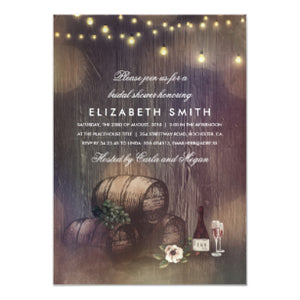Rustic Winery Lights Wine Tasting Bridal Shower Invitation