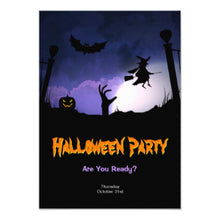 Halloween Invitation Card - Scary Graveyard Pumpkin Witch Halloween Party Invitation