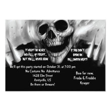 Scary Skeleton Skull Halloween Party Invitation