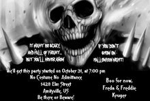Halloween Invitation Card - Scary Skeleton Skull Halloween Party Invitation