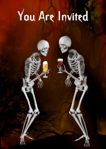 Halloween Invitation Card - Skeletons Halloween Party Invitation