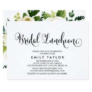 Southern Calligraphy Floral Back Bridal Luncheon Invitation