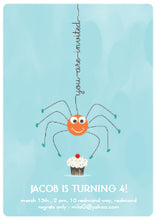 Spider And A Cupcake Birthday Party Invitation