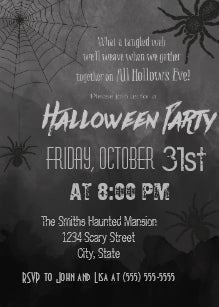Halloween Invitation Card - Spiders Halloween Party Invitation