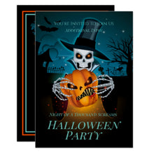 Halloween Invitation Card - Spooky Top Hat Skeleton Invitation
