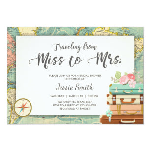 Travel Bridal Shower Invitation Miss To Mrs
