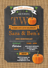 Halloween Invitation Card - Twins Pumpkin 2nd Second Two Birthday Party Invite