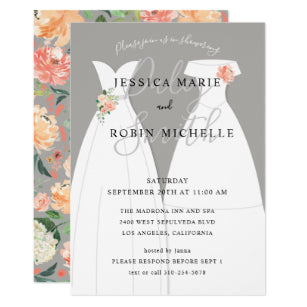 Two Brides Wedding Dress Lesbians Couples Shower Invitation