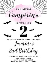 Halloween Invitation Card - Vampire Birthday Invitation For Girl